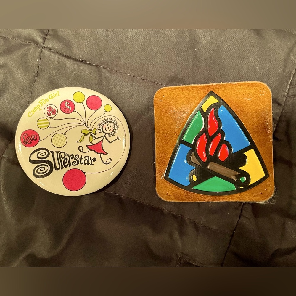 Camp Fire Girls button & leather patch